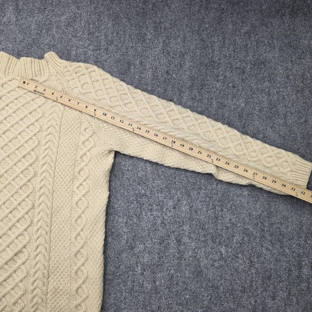 Vintage Aran Fisherman Sweater Womens Medium Cream Cable Knit Hand Knit Wool - Picture 7 of 16